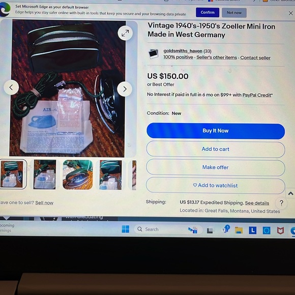 New vintage antique ZOELLER 1940’s-1950’s from West Germany smallest iron - Picture 13 of 16